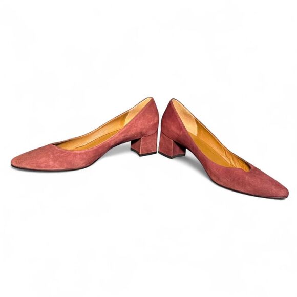 Aquatalia Women’s Size 10 Round Toe Block Heel Pumps Rust Suede Made in Italy - Picture 7 of 8